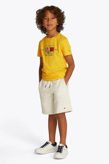 Detské tričko Tommy Hilfiger žltá farba, s potlačou, KB0KB09530