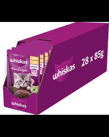 WHISKAS Junior plic hrana pisoi 28x85g pui in jeleu