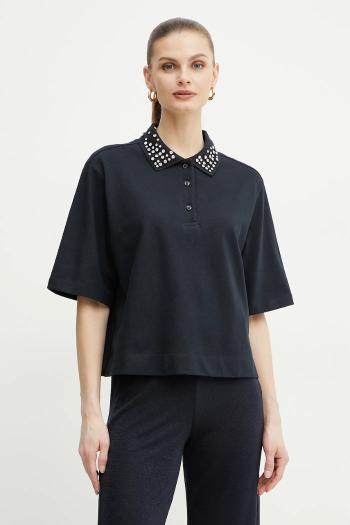 Bavlnené polo tričko Marella GONZAGA dámske, tmavomodrá farba, 2513951014200