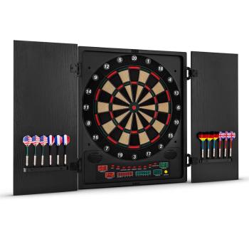 KLARFIT Dartmaster 180, Dartboard electronc, negru cu săgeți și uși