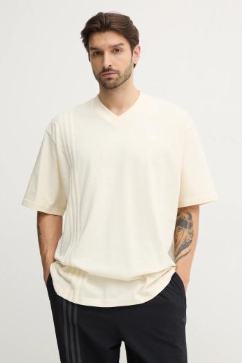 Bavlnené tričko adidas Originals FRONT ST TEE pánske, béžová farba, jednofarebné, JD0912
