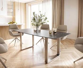 Jedálenský stôl Edge 200x100 cm keramický zaoblený Laminam® Nero Greco