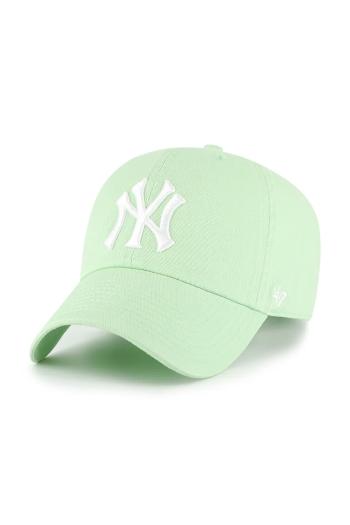 Bavlnená šiltovka 47 brand MLB New York Yankees zelená farba, jednofarebná, B-RGW17GWS-B0A