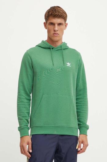 Bavlnená mikina adidas Originals pánska, zelená farba, s kapucňou, jednofarebná, IX7671