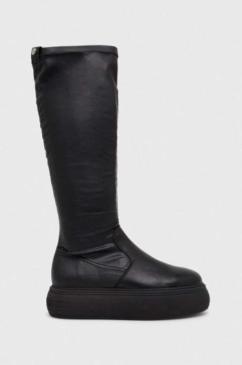 Vysoké čižmy Steve Madden Heavenly dámske, čierna farba, na platforme, jemne zateplené, SM11002725