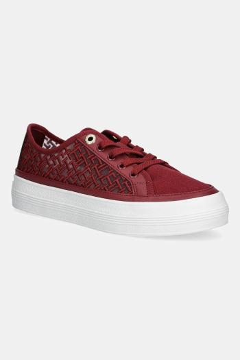 Tenisky Tommy Hilfiger VULC EMBROIDERED SNEAKER bordová farba, FW0FW08685