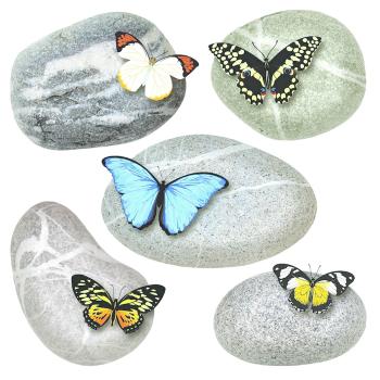 Samolepiaca dekorácia Butterflies on Stones, 30 x 30 cm