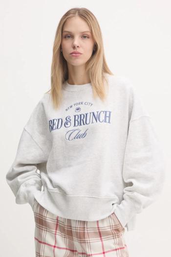Mikina Abercrombie & Fitch dámska, šedá farba, s nášivkou, KI152-4049