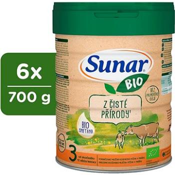 Sunar BIO 3 batoľacie mlieko, 6× 700 g (8592084418380) + ZDARMA Vláčik Bino