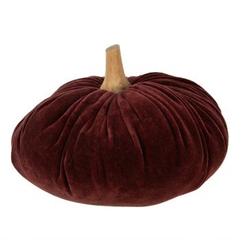 Vínová sametová dekorace dýně Pumpkin XXL - Ø 25*16 cm  65415