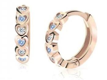 Cutie Jewellery Detské kruhové náušnice z ružového zlata C3339-80-X-4 svetlo modrá
