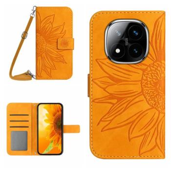 ART SUNFLOWER Peňaženkový obal so šnúrkou pre Xiaomi Redmi Note 14 Pro žltý