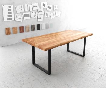 Jedálenský stôl Edge 200x100 XL akácia prírodný kov čierny