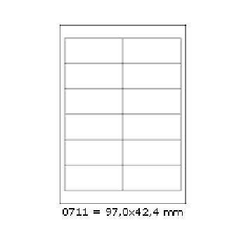 Samolepiace etikety 97 x 42,4 mm, 12 etikiet, A4, 100 listov