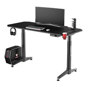 ULTRADESK HERNY STOL LEVEL BLACK, 140X66CM, 72-124CM, ELEKTRICKY NASTAVITELNA VYSKA, S XXL PODLOZKOU