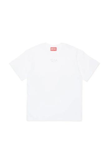 Detské bavlnené tričko Diesel TMARCUS OVER T-SHIRT biela farba, jednofarebné, J02022