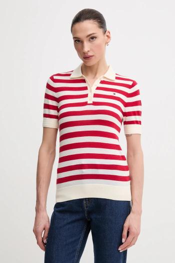 Polo tričko Tommy Hilfiger dámsky, červená farba