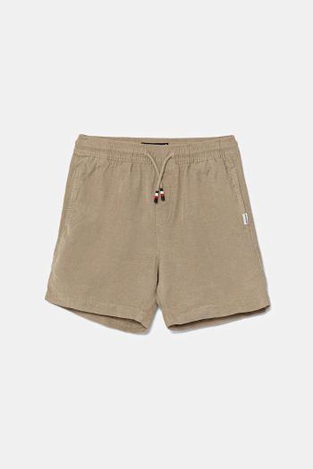 Detské ľanové šortky Tommy Hilfiger béžová farba, nastaviteľný pás KB0KB09643
