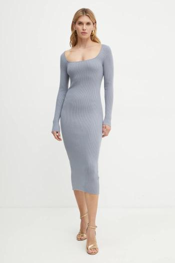 Šaty Guess LIVIA šedá farba, midi, priliehavé, W4BK99 Z3I22