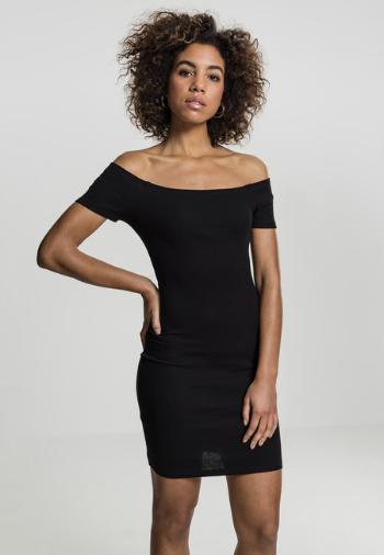 Urban Classics Ladies Off Shoulder Rib Dress black - L