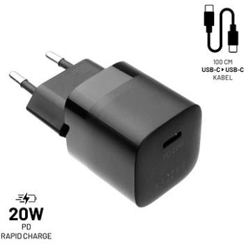 FIXED PD Rapid Charge Mini s USB-C výstupem a USB-C/USB-C kabelem podpora PD 1m 20W černý (FIXC20M-CC-BK)