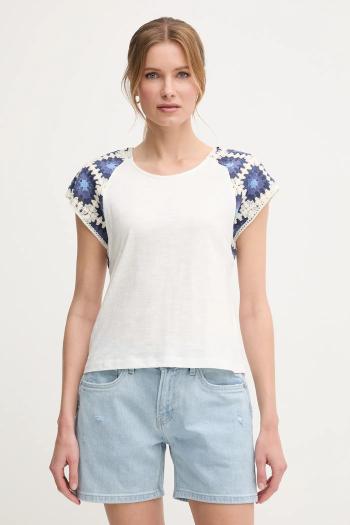 Bavlnené tričko Pepe Jeans VERENICE dámske, biela farba, PL506044