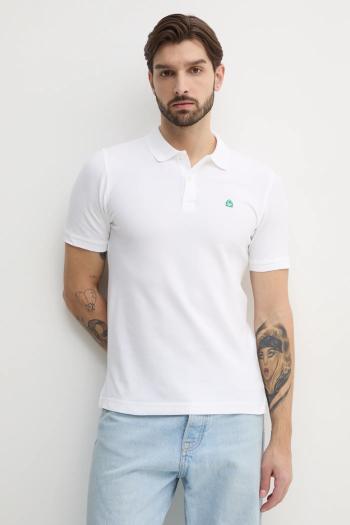 Polo tričko United Colors of Benetton pánske, biela farba, jednofarebné, 3WG9U301Z