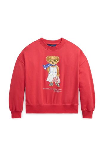 Detská bavlnená mikina Polo Ralph Lauren červená farba, s potlačou, 313965228001