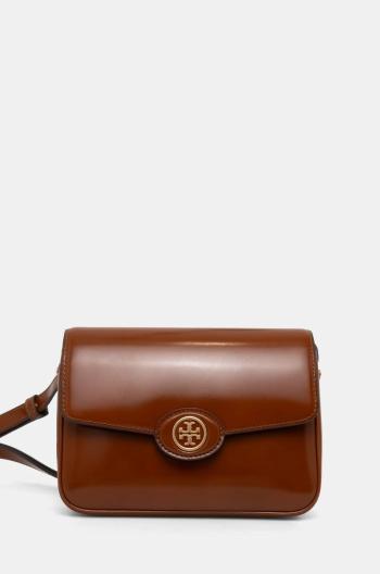 Kožená kabelka Tory Burch Robinson hnedá farba, 143122.223