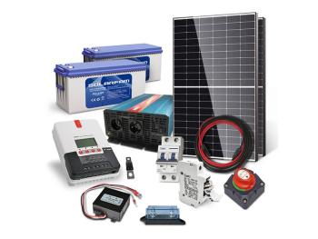 Solární zostava ostrovní SOLARFAM 740Wp, 24V, baterie 200Ah, měnič 230VAC 2000W
