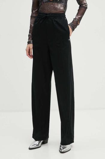 Nohavice Moschino Jeans dámske, čierna farba, rovné, vysoký pás, A0324 8724