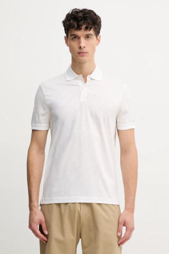 Bavlnené polo tričko Tommy Hilfiger pánske, biela farba, vzorované, MW0MW39218