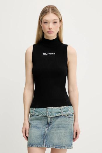 Top Karl Lagerfeld Jeans čierna farba, s polorolákom, A3W18013