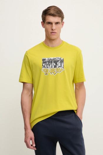 Bavlnené tričko adidas Originals Q12 TS Crowd pánske, žltá farba, s potlačou, JD0709