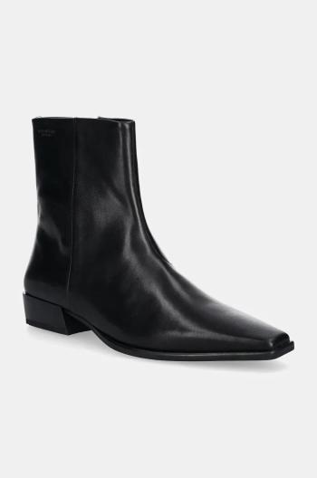 Kožené členkové topánky Vagabond Shoemakers Nella dámske, čierna farba, na plochom podpätku,
