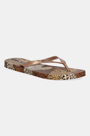 Šľapky Ipanema ANIMAL PRINT hnedá farba, na plochom podpätku, 83617-AY384