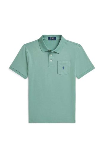Detská bavlenná polokošeľa Polo Ralph Lauren zelená farba, jednofarebný, 323942065002