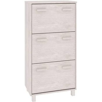 Skrinka na topánky biela 59,5 × 35 × 117 cm masívne borovicové drevo, 340513