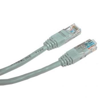Síťový LAN kábel UTP patchcord, Cat.5e, RJ45 samec - RJ45 samec, 15 m, netienený, šedý, Logo blister