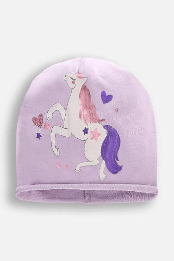 Čiapka Coccodrillo fialová farba biela, z tenkej pleteniny, bavlnené, ACCESSORIES SPRING GIRL