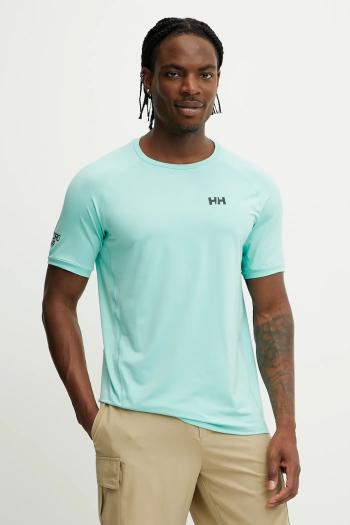 Tričko Helly Hansen HP OCEAN pánske, tyrkysová farba, s potlačou, 34418