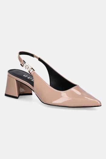 Lodičky Guess ZABELA béžová farba, na podpätku, s otvorenou pätou, FLPZAB PAF05