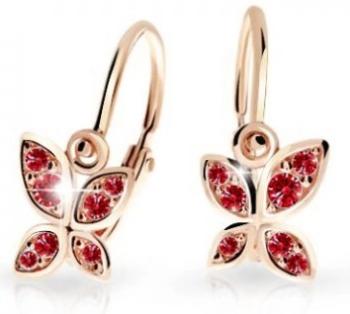 Cutie Jewellery Detské náušnice z ružového zlata Motýliky C2259-10-X-4 červená