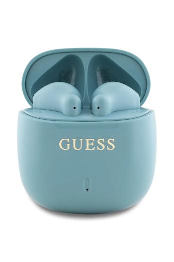 Bezdrôtové slúchadlá Guess Printed Classic Logo tyrkysová farba