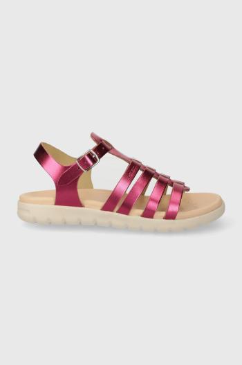Detské kožené sandále Geox SANDAL SOLEIMA fialová farba