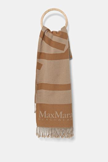 Bavlnený šál Max Mara Beachwear dámske, béžová farba, vzorovaný, 2516591019600
