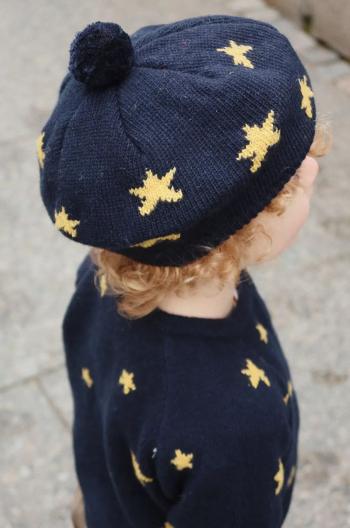 Detská baretka z vlnenej zmesi Konges Sløjd BELOU KNIT BERET tmavomodrá farba, vlnený, KS101893