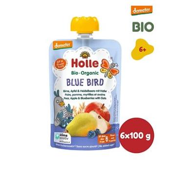 HOLLE Blue Bird BIO hruška jablko čučoriedky a vločky 6× 100 g (7640161877306)