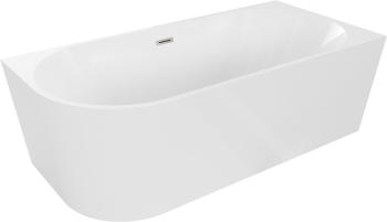 MEXEN/S - Mia voľne stojaca rohová vaňa pravá 180 x 80, biela, sifón a prepad nikel kartáčovaná 52691808000P-97