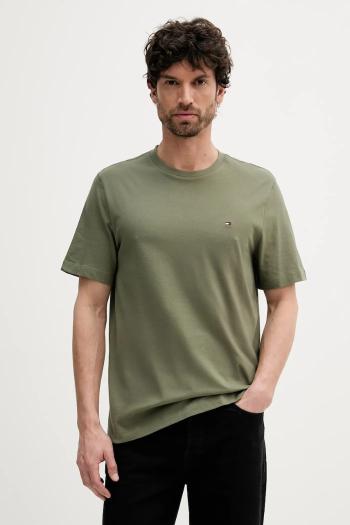 Bavlnené tričko Tommy Hilfiger pánske, zelená farba, jednofarebné, MW0MW39995